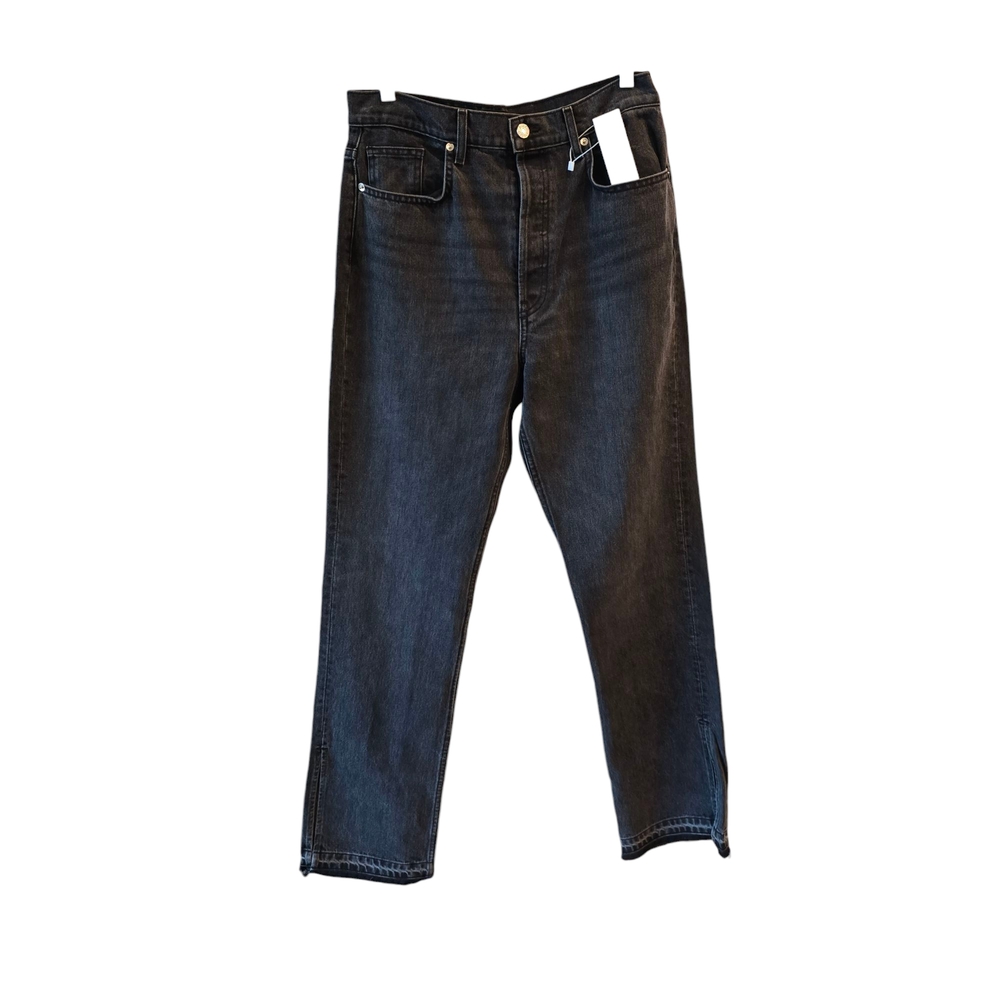 💜 EB DENIM Black Jeans Split Hem Straight Leg High Rise